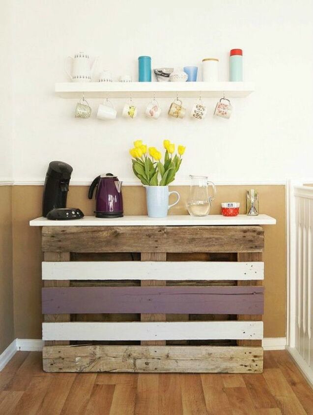 shut the front door these pallet furniture ideas are breathtaking, This pallet coffee bar console table