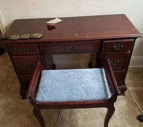 antique makeup vanity i d like to raise to use as desk help please