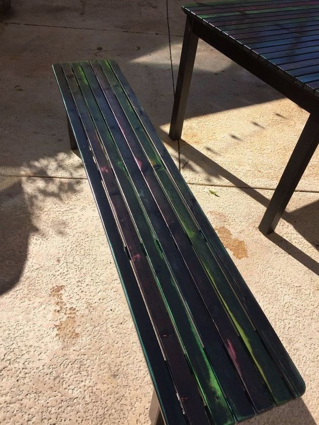 q unicorn spit patio table, painted furniture