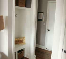 hall closet turned mini mudroom, closet, foyer