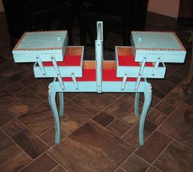 Upcycled 1930s Wooden Sewing-Knitting Box Stand - Interior Frugalista