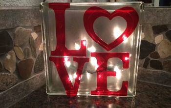 Plain Glass Block to Glowing Valentine Decor