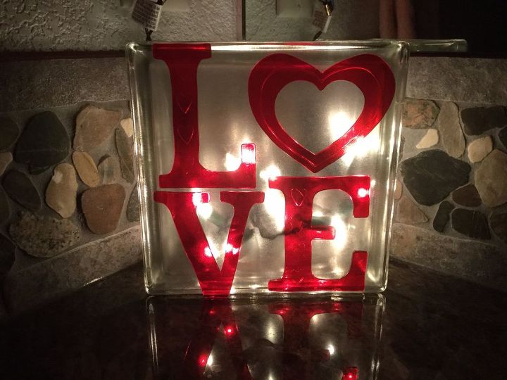Diy Plain Glass Block To Glowing Valentine Decor Hometalk