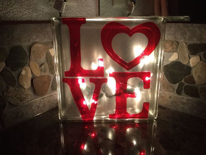 plain glass block to glowing valentine decor