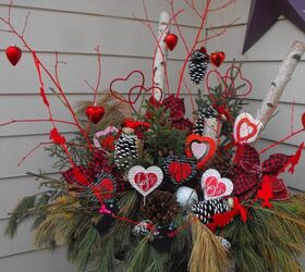 plaid valentines day winter container, seasonal holiday decor, valentines day ideas, Finished project