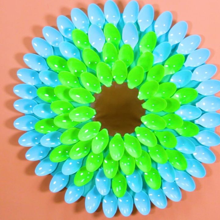 craft a mirror from plastic spoons, crafts, home decor