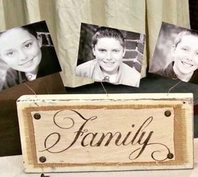 s show off your family photos with these 16 creative ideas, Display them from a piece of wood