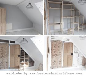 wardrobe with reclaimed doors, closet, doors