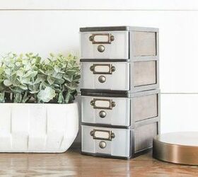 s how to get gorgeous table top decor for under 2, home decor, how to, painted furniture, Stick mini bins together for tabletop storage