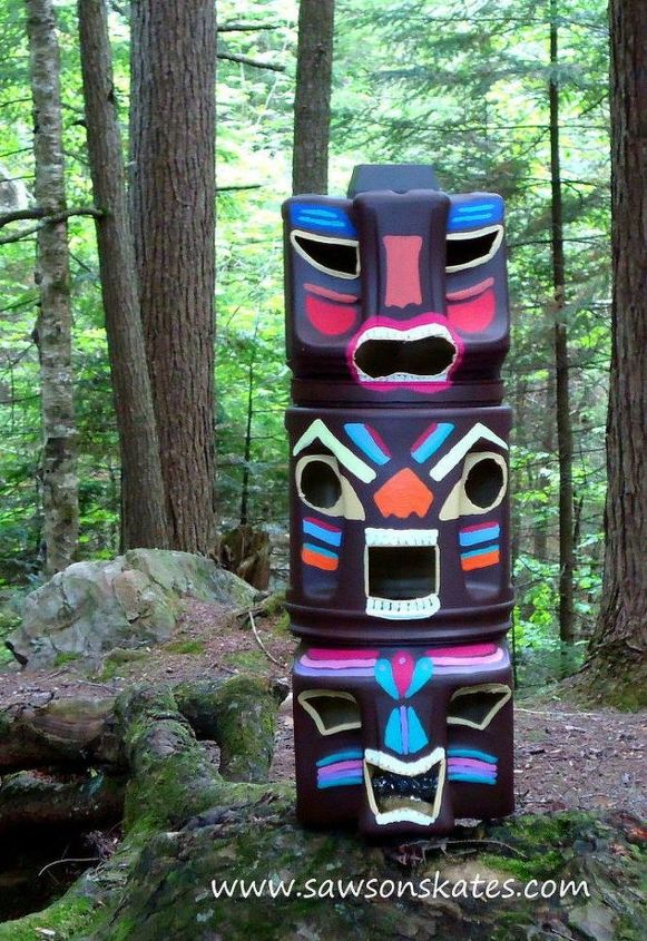 s cut plastic ontainters in half to copy these 16 cool ideas, This funky tiki statue