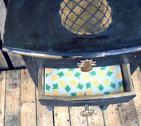 a fun shabby glam pineapple console table makeover, painted furniture, shabby chic
