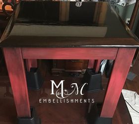 hand stained painted baseball table, painted furniture, repurposing upcycling