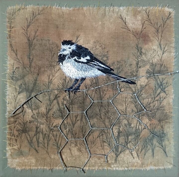 how to hand embroider a wagtail, how to, repurposing upcycling