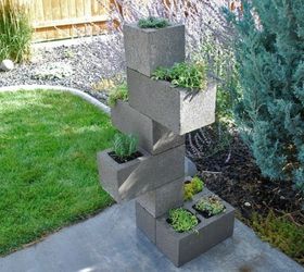 s make your neighbors giggle with these x planter ideas, gardening, Stack cinder blocks into a vertical planter