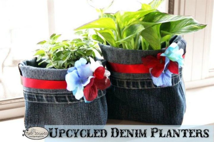 s make your neighbors giggle with these x planter ideas, gardening, Cut up your old jeans into planter pots