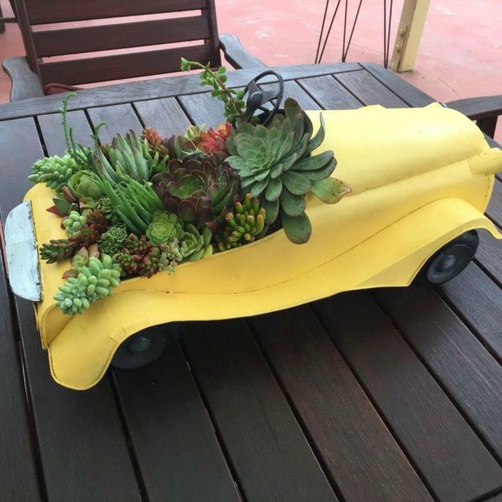 s make your neighbors giggle with these x planter ideas, gardening, Or go the next level with a vintage car