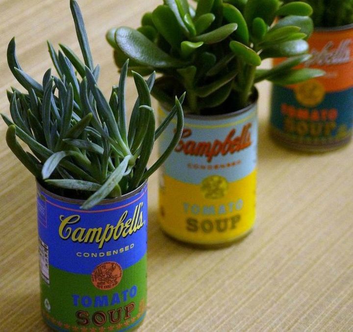 s make your neighbors giggle with these x planter ideas, gardening, Save your Campbell s soup cans