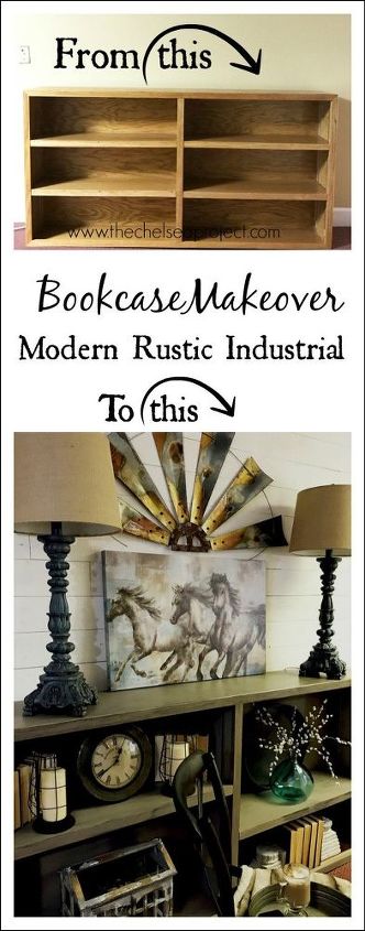 80 s oak bookcase makeover to rustic industrial, woodworking projects