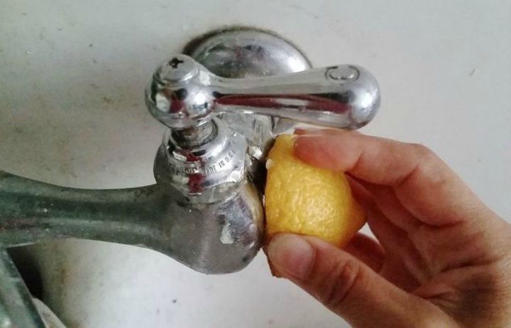 s how to keep dirty bathroom spots clean and fresh much longer, bathroom ideas, cleaning tips, Scrub your dirty sink with a lemon cleaner