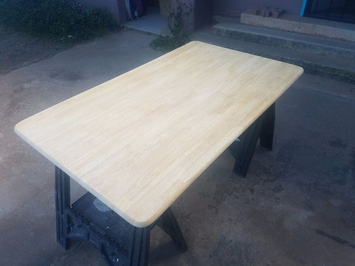 color block kitchen table, kitchen design, painted furniture, Stripped and sanded table top