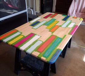 color block kitchen table, kitchen design, painted furniture, First round down