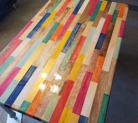 color block kitchen table, kitchen design, painted furniture, Distressed with first layer of polyurethane