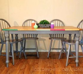 color block kitchen table, kitchen design, painted furniture