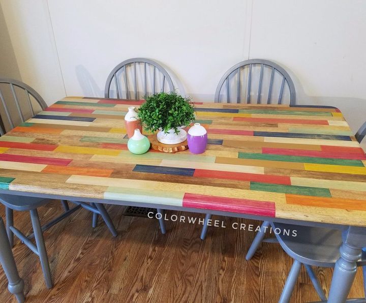color block kitchen table, kitchen design, painted furniture