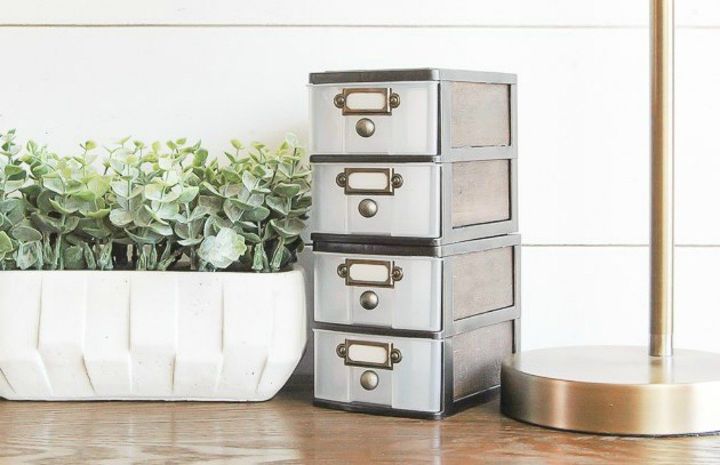 s 15 simple storage solutions from the dollar store, storage ideas, Turn plastic bins into farmhouse decor