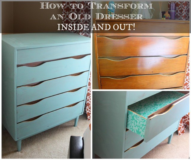 transform old dresser inside and out, painted furniture