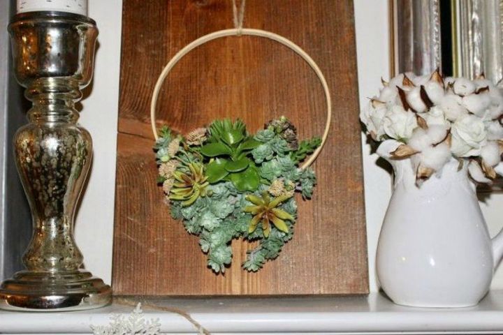 15 ultimate ways to use embroidery hoops in your home decor, Turn it into a faux succulent wreath