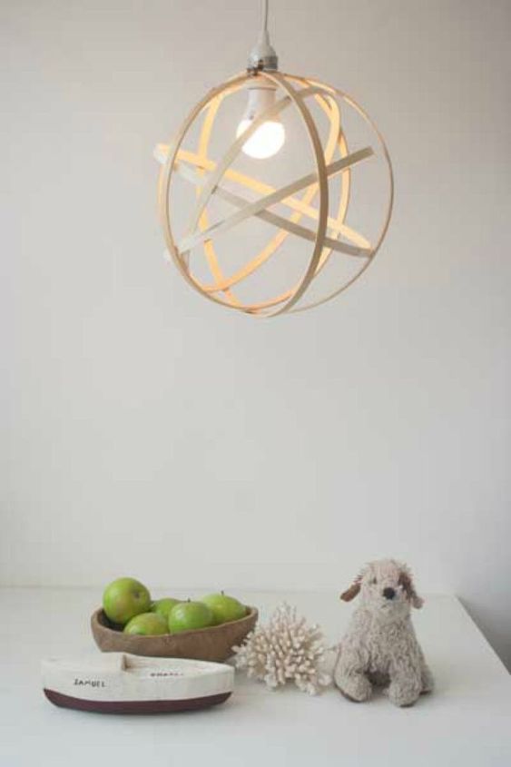 15 ultimate ways to use embroidery hoops in your home decor, Upcycle it into a modern orb light fixture