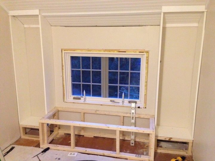 diy bookcase and window seat, bedroom ideas, diy, painted furniture, reupholster, windows, woodworking projects