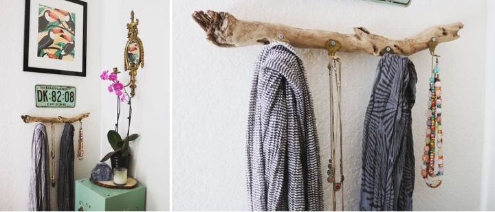 rustic jewelry hanger made from old keys upcycle driftwood diy