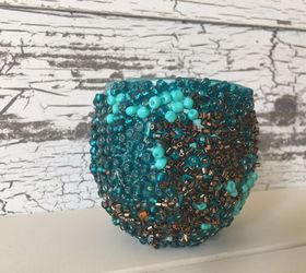 Glass Bead Vase / Candle Holder