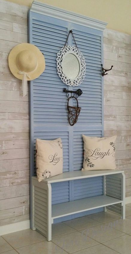 make a hall tree from old shutter doors, curb appeal, doors