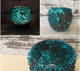 glass bead vase candle holder, DIY Beaded Candle Holder