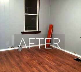 s 7 floor transformations that ll convince you to get rid of your carpet, flooring, reupholster, After Pretty laminate floors and blue walls