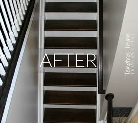 s 7 floor transformations that ll convince you to get rid of your carpet, flooring, reupholster, After Gorgeous dark maple staircase