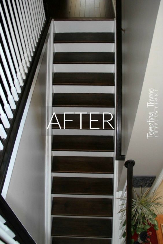 s 7 floor transformations that ll convince you to get rid of your carpet, flooring, reupholster, After Gorgeous dark maple staircase