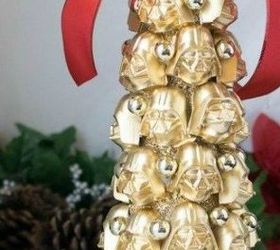 15 amazing sci fi decor ideas for the nerd in your family, Build a mini gold Darth Vader Christmas tree
