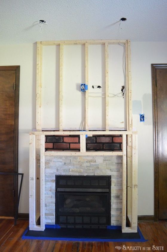 farmhouse fireplace surround makeover on a budget, fireplaces mantels