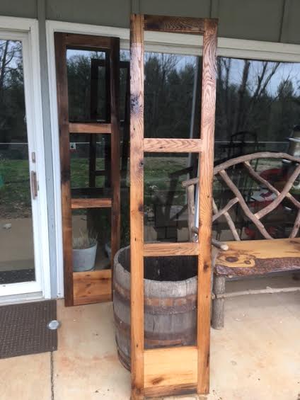 we built double sliding barn style doors for bathroom