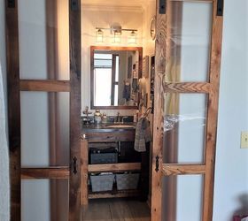 We Built Double Sliding "Barn-Style" Doors for Bathroom!