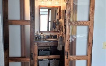 We Built Double Sliding "Barn-Style" Doors for Bathroom!