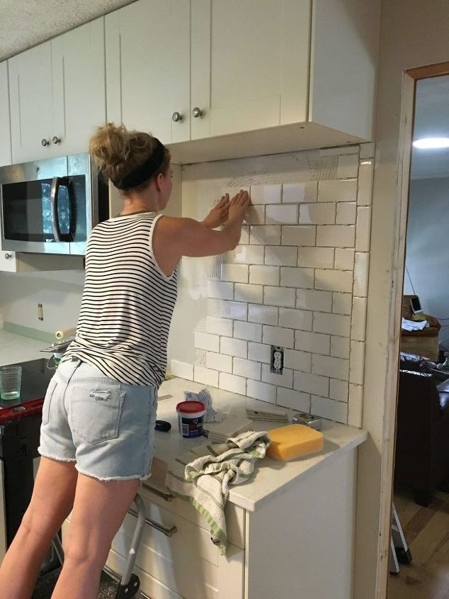 subway tile backsplash step by step tutorial part one, how to, kitchen backsplash, kitchen design