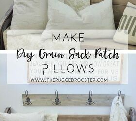 diy grain sack patch pillows