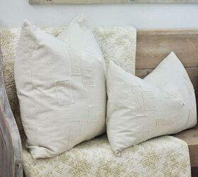diy grain sack patch pillows