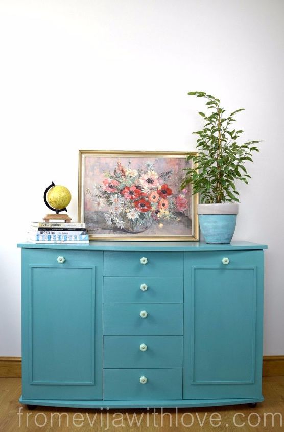 updating an old piece of furniture with bold colour, painted furniture