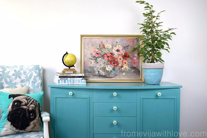 updating an old piece of furniture with bold colour, painted furniture